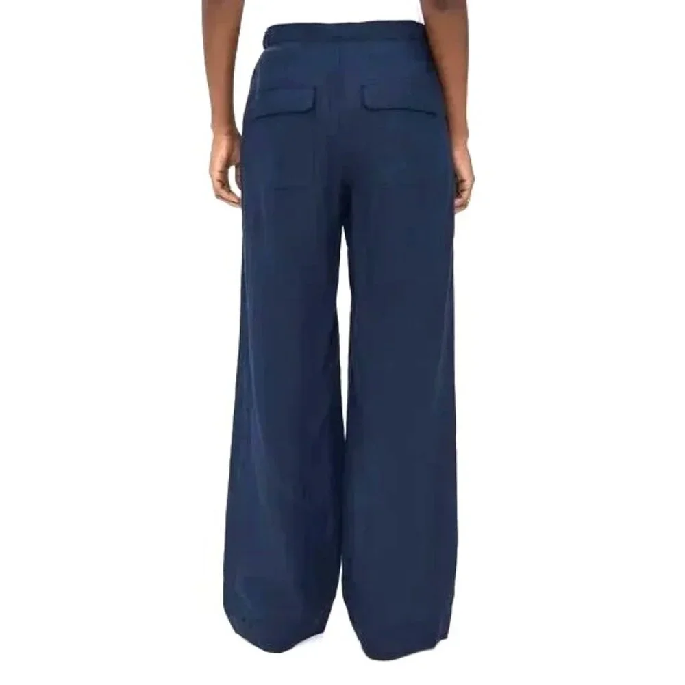 NWOT Vince High Rise Wide Leg Blue Elastic Waist Drawstring Utility Pant Size XL - Picture 2 of 11